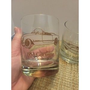Vintage Classic Car Set Of Four Tumblers Glasses